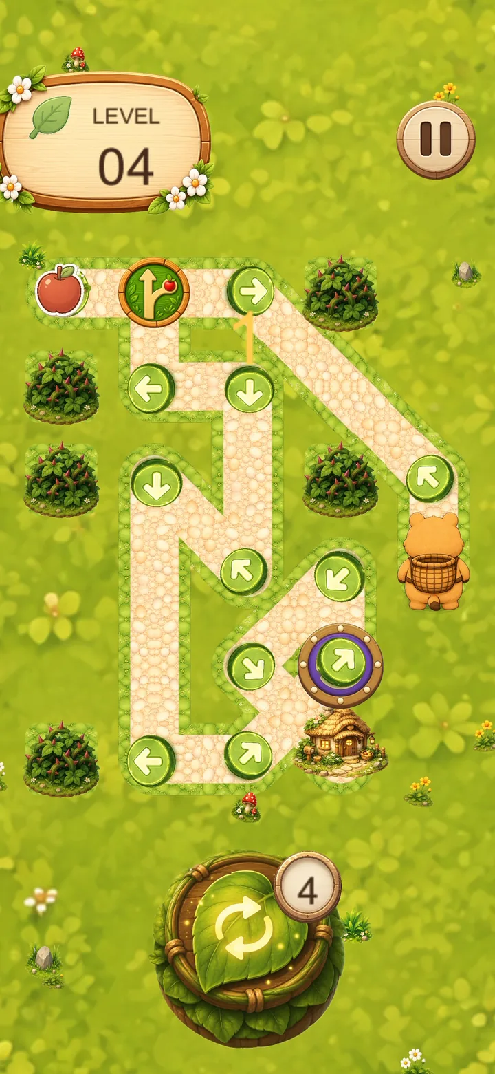 A winding level with many arrow tiles