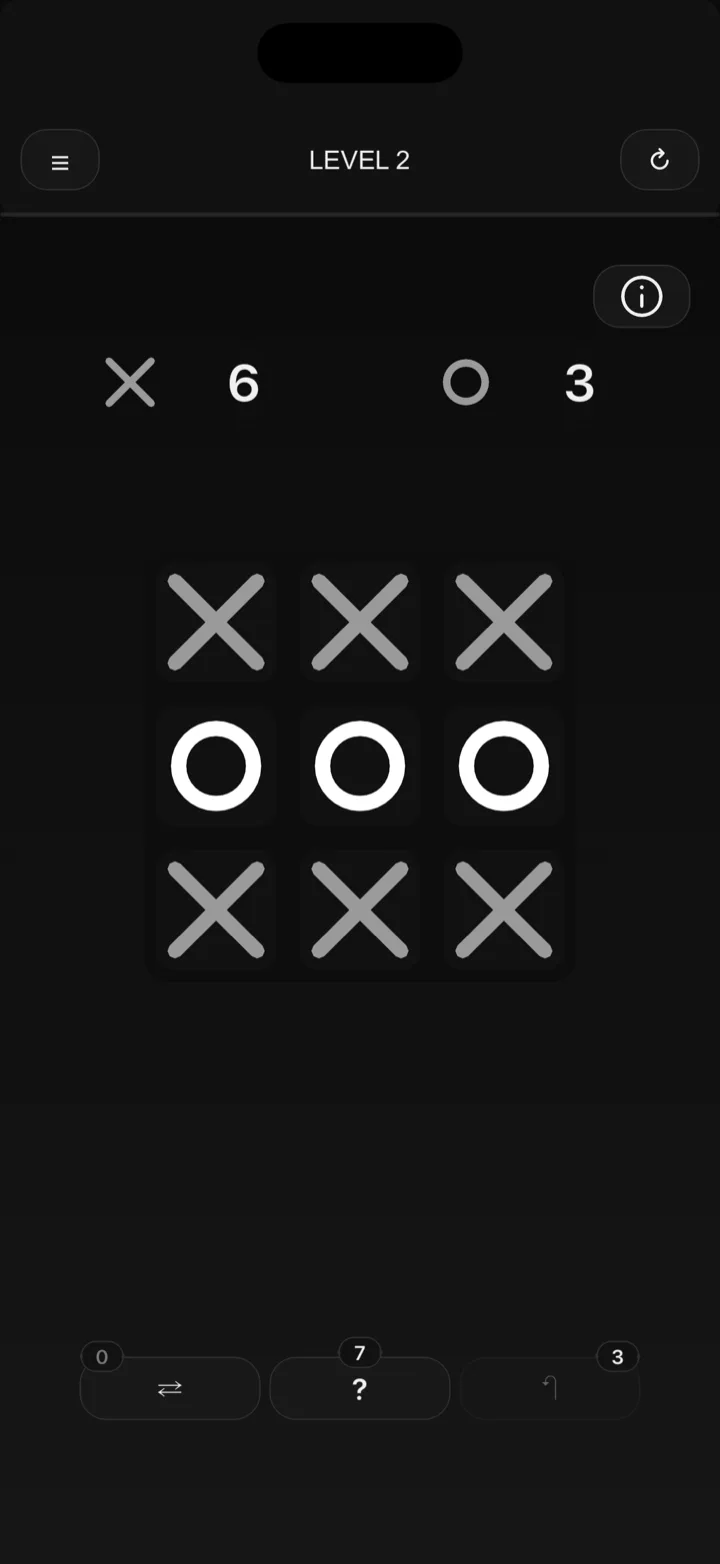 An early 3×3 XXOO board with a row of O ready to leave